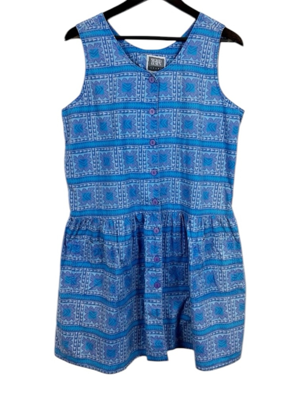 VTG Sigrid Olsen Sport Cotton Dress Women's Size Large Blue